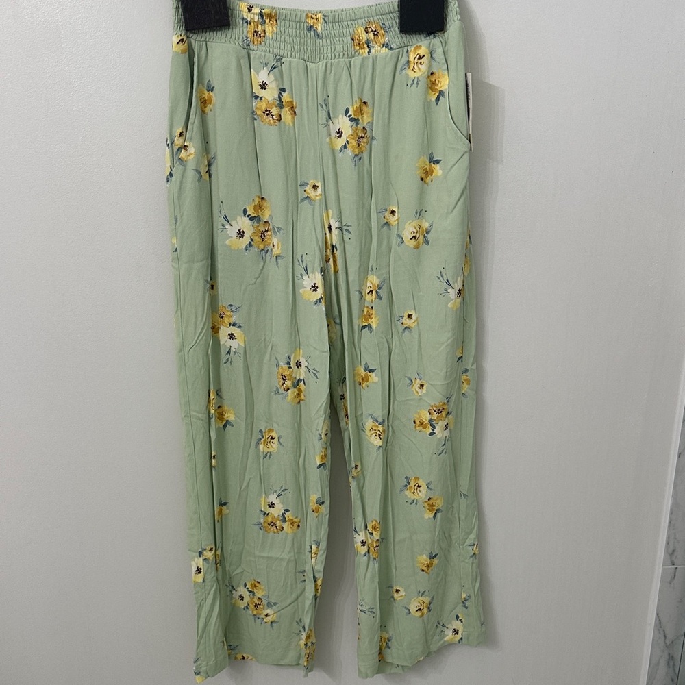 Floral Yellow Women's Wide Leg Pants